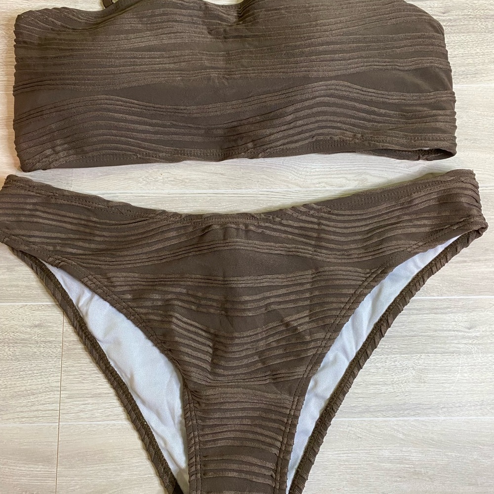 Zaful Textured Brown Bikini Set